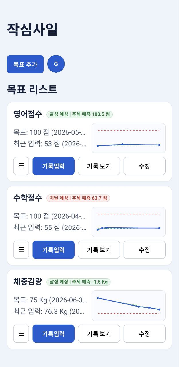 Day4 목표 리스트 화면 예시